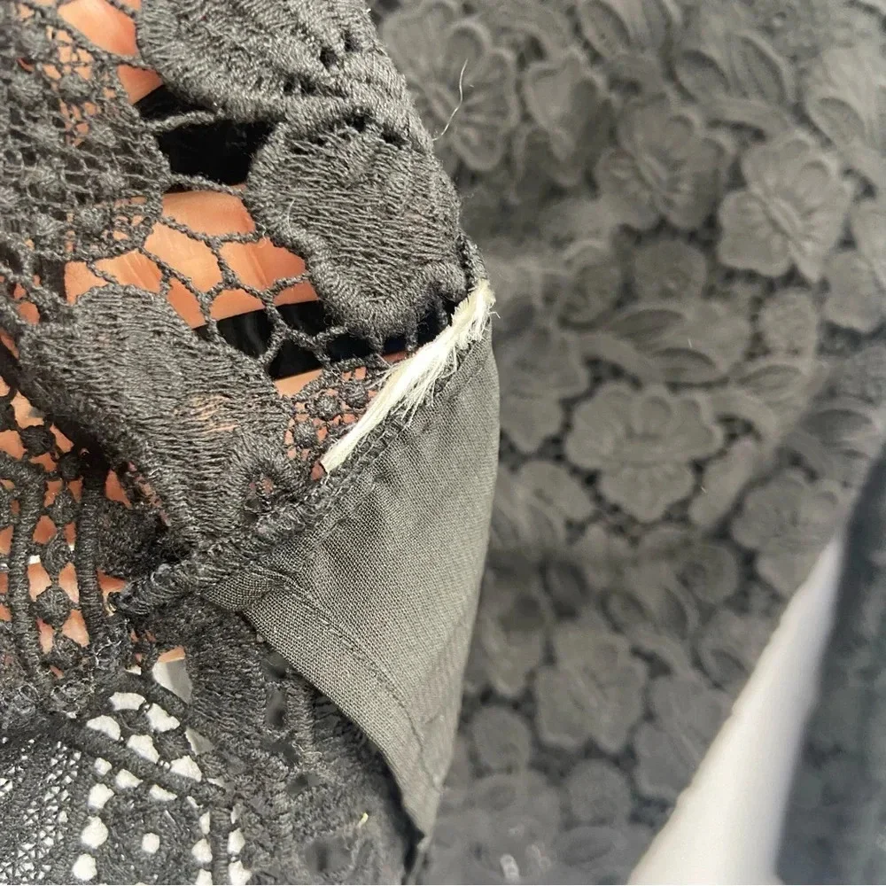Rebecca‎ Minkoff black lace crochet top Rayna cropped blouse Size Small